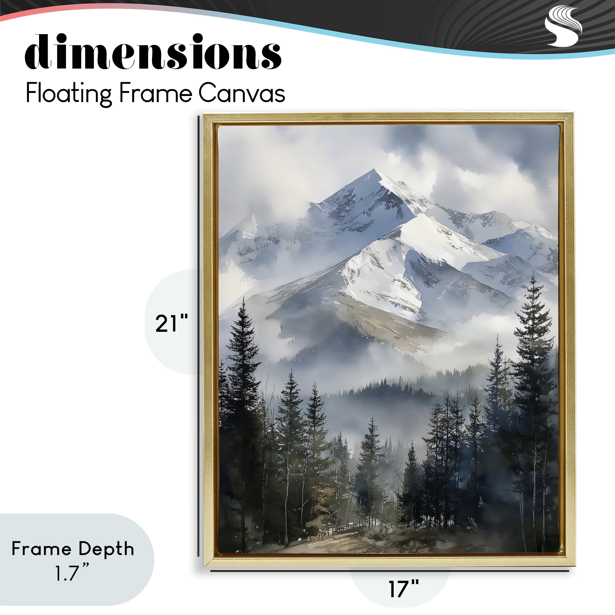 Stupell Industries Snow & Mist Alpines Gold Framed Floater Canvas Wall Art, design by Franklyn Gregory