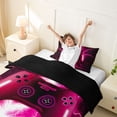 thumbnail image 4 of meiyoeat Neon Lightning Gamer Twin Bedding for Teens Boys, Electric Pink Gaming Duvet Cover Set, Black Reversible 2pcs, 1 Duvet Cover and 1 Pillowcase, 4 of 7