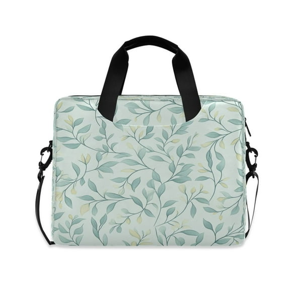 16" Laptop Tote Bag Laptop Sleeve Case Computer Briefcase for Work & Travel Green Leaf Pattern