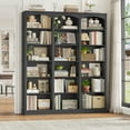 thumbnail image 4 of Homfa 18-Cube Bookcase and Bookshelves, 71.2" Triple Width 6-Tier Freestanding Arch Library Cabinet for Home Office Living Room, Dark Gray Texture, 4 of 8