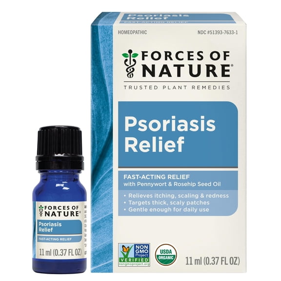 Forces of Nature Psoriasis Relief, Natural, Organic Fast-Acting Remedy for Itching, Redness, 11ml