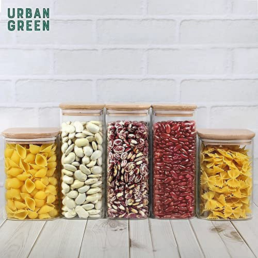 Urban Green Glass Containers with Bamboo Lids, Glass Storage Containers,  Bamboo Glass Storage Containers with Lids, Bamboo Lid Glass Containers,  Oven