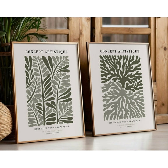 Luvia Sage Green Botanical Gallery Wall Set Of 2 Botanical Green, Modern Wall Decor Set 2 Prints 8x12 UNFRAMED