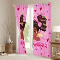 thumbnail image 3 of Erosebridal Cute Princess Girl Blackout Curtains Set of 2 (52x84 Each),Cartoon Black Girly Colorful Loves Print Window Curtains For Kids, 3 of 7