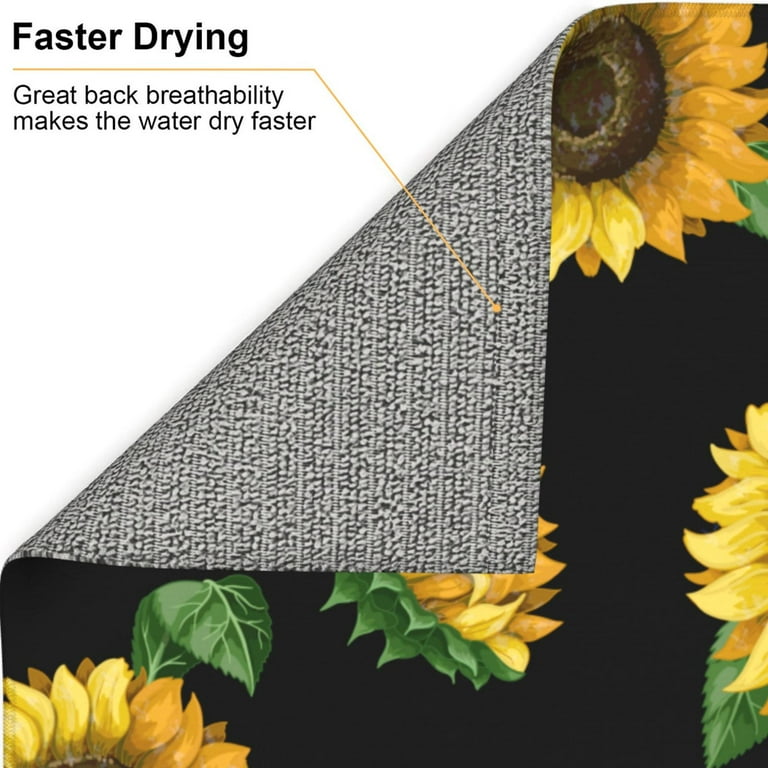 Kitchen Drying Mat Sunflowers 6 Tableware Absorbent Pad For Kitchen Countertop 16 X18 Walmart