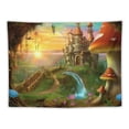 thumbnail image 5 of ONETECH  Fantasy Castle Tapestry Eager Forest Mushroom Butterfly Big Tree Fairy Tale World Wall Hanging Aesthetics Art Fantasy Tapestry Indoor And Outdoor Home Decoration, 5 of 7