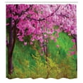 thumbnail image 3 of Ambesonne Floral Shower Curtain, Spring Garden Landscape, 69"Wx75"L, Pink and Green, 3 of 5