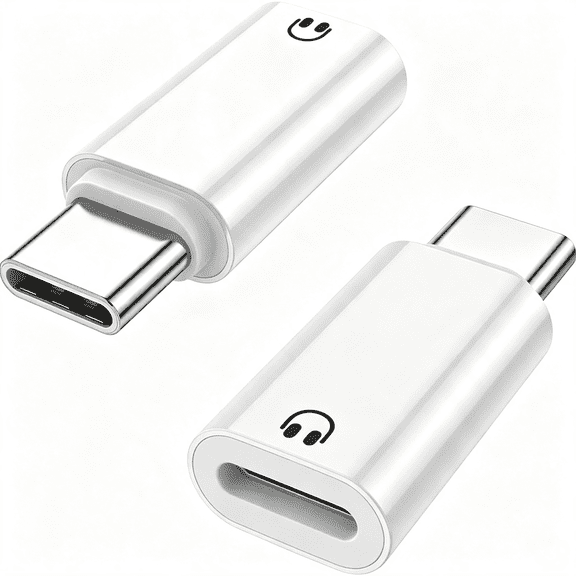 GJX 2 Pack Usb C to Light-Ning Headphone Audio Adapter,White Light-Ning to Usb C Adapter for Iphone 16/15,Ipad,Macbook and More (Only for Earphone,No Charge)