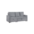 thumbnail image 4 of Lilola Home 70"W Gray Corduroy Sofa with Pull-Out Chaise, Underseat Storage, Side Pocket, 4 of 10