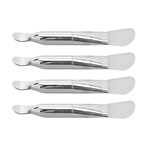 Juego de 4 brochas para mascarillas faciales con mango de aluminio y silicona de doble punta, herramienta de belleza cosmética