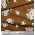 thumbnail image 2 of Soimoi Brown Poly Georgette Fabric Leaves & Begonia Floral Fabric Prints By Yard 52 Inch Wide, 2 of 3