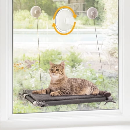 PAWBEE Super-Sturdy Cat Window Perch with Comfy Plush Cushion, Window Mounted Hammock