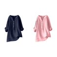 thumbnail image 1 of (2-Pack) Rinsvye Womens Solid Color Long Sleeve Mandarin Collar Blouse Women Clothing Timeless Design, 1 of 4