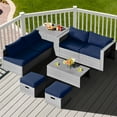 thumbnail image 1 of Gymax 8PCS Rattan Patio Space-Saving Furniture Set w/ Waterproof Cover & Navy Cushions, 1 of 8