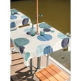 thumbnail image 2 of Outdoor Tablecloths with Umbrella Hole & Zipper, Abstract Geometric 60x60 Inch Square Tablecloths, Farmhouse Vintage Polka Dot Teal Blue Waterproof Table Cloth, Patio/Pool/Picnic Table Covers, 2 of 8