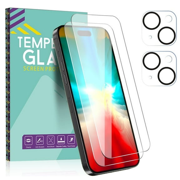 Aggxpf for iPhone 15 Plus Screen Protector 2 Pack 2 Pack Tempered Glass Camera Lens Protector, Friendly HD Protector for iPhone 15 Plus 6.7"