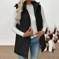 thumbnail image 4 of Fanxing Long Puffer Vest Women Sleeveless Hooded Quilted Jackets Lightweight Winter Warm Zip Up Coat Outerwear Black XL, 4 of 8