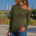thumbnail image 2 of Womens Sweatshirts, Women's Cold Shoulder Tops Long Sleeve Strappy Off Shoulder Top Asymmetric Neck T-Shirts Dressy Casual Blouse, 2 of 4