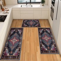IsecretJoy Non Slip Kitchen Rugs Sets of 3, Washable Kitchen Mats for Floor Waterproof & Stain Resistant Runner Rug for Kitchen, Laundry Room, Hallway