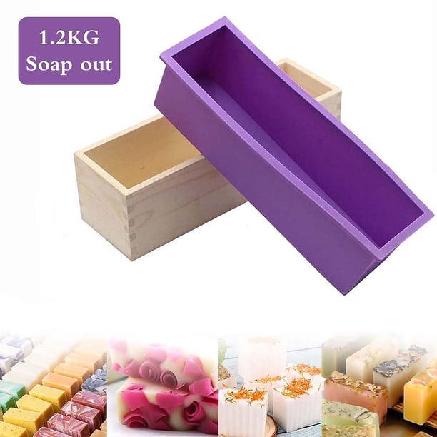 Molde De Silicona Para Jabón Con Caja De Madera, Molde De Jabón Frío Rectangular, Herramienta De Bricolaje Para Jabón Hecho A Mano Yuarrent HA026193-02