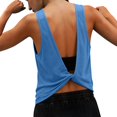 thumbnail image 3 of Pounoo Womens Workout Tops Sleeveless Twisted Back Solid Color Athletic Shirts Casual Loose Lightweight Soft Comfy Gym Wear Gift, 3 of 9
