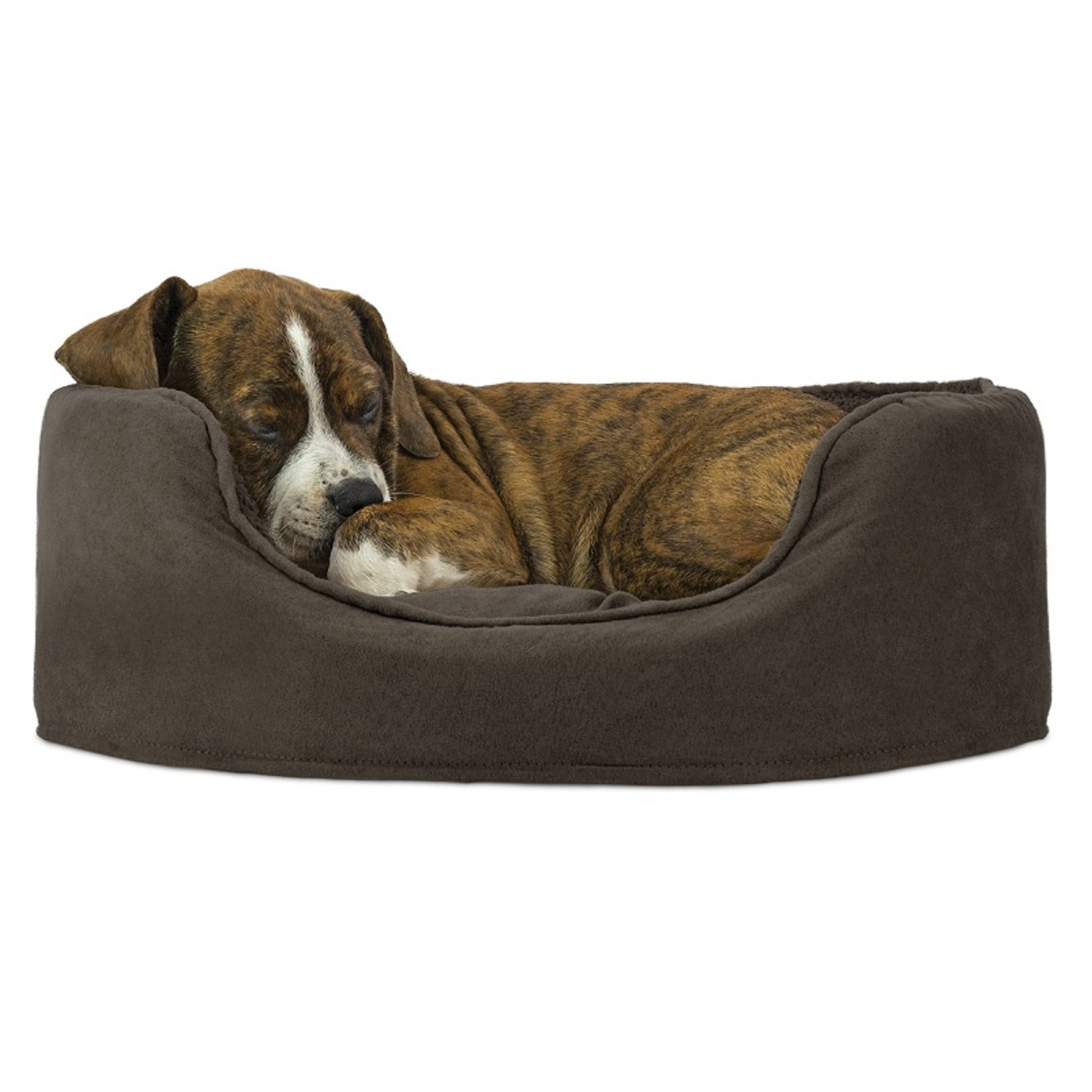 FurHaven Pet Dog Bed Oval Terry Fleece and Suede Pet Bed for Dogs