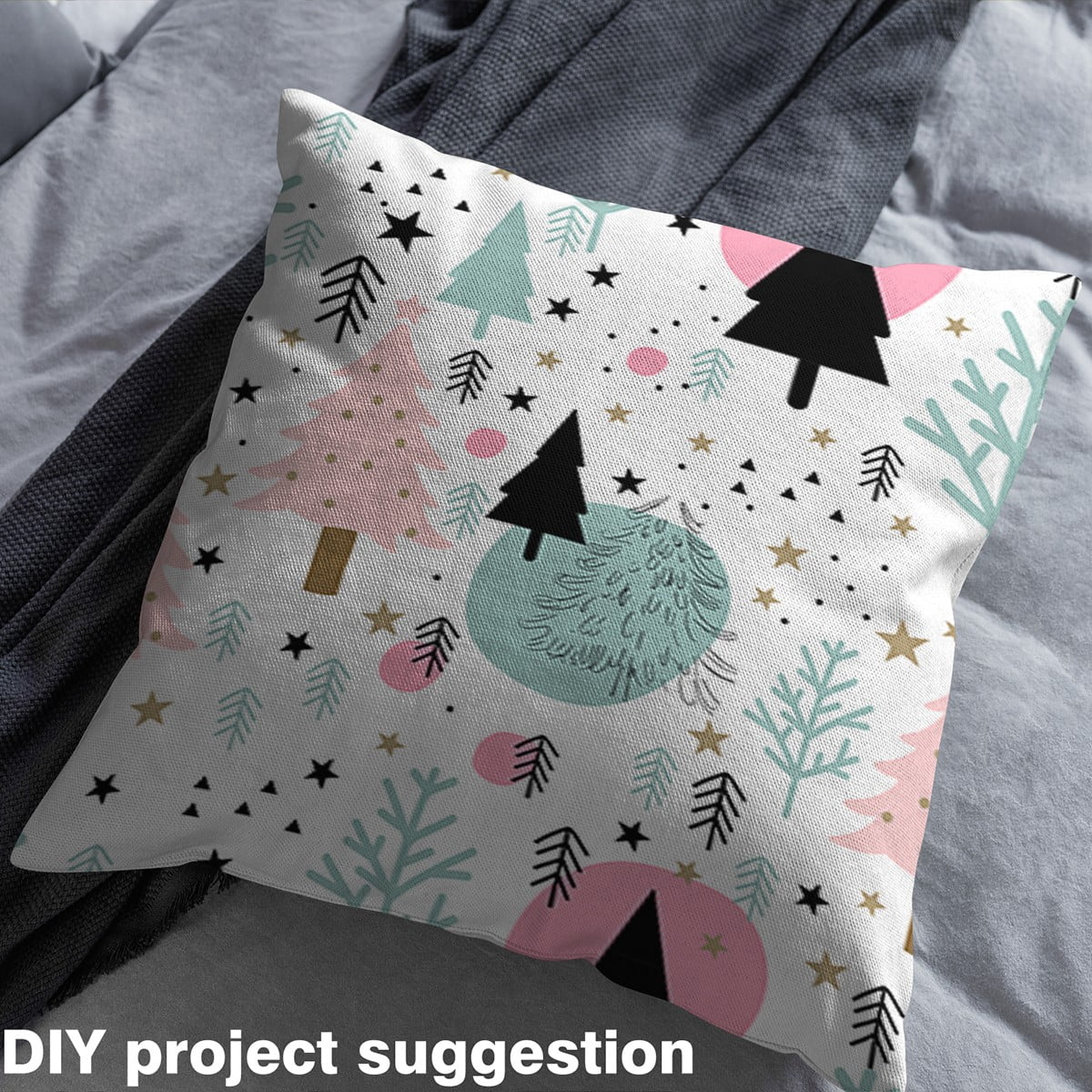 Feelyou Merry Christmas Fabric by the Yard 3 Yards, Cartoon Dots Xmas Tree Home Decor Fabric by the Yard, Kids Teens Boys Girls Sewing Fabric, Luxury Bedroom Decor