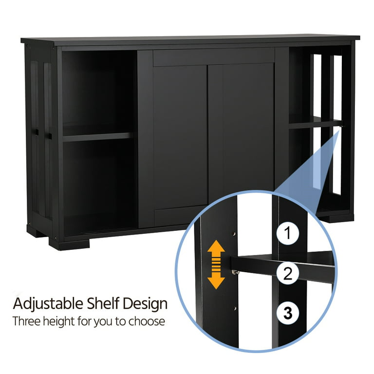Target Marketing Systems Storage Cabinet with Sliding Doors, Sideboard  Buffet with Open Side Panels, Stackable Cupboard for Kitchen, Dining, and