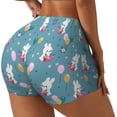 thumbnail image 2 of Sigee Rabbit And Balloon Print Women's High Waist Workout Shorts - Squat Proof, Tummy Control, Yoga and Gym Activewear-Medium, 2 of 9