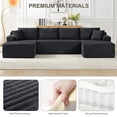 thumbnail image 4 of Tmsan 134" U Shaped Boneless Couch,Comfy Cloud Deep Seat, Modular Sectional Sofa with Cup Holders, Free Combination, Modern Corduroy Foam Compressed Sofas Set for Living Room, Apartment ,Black, 4 of 7