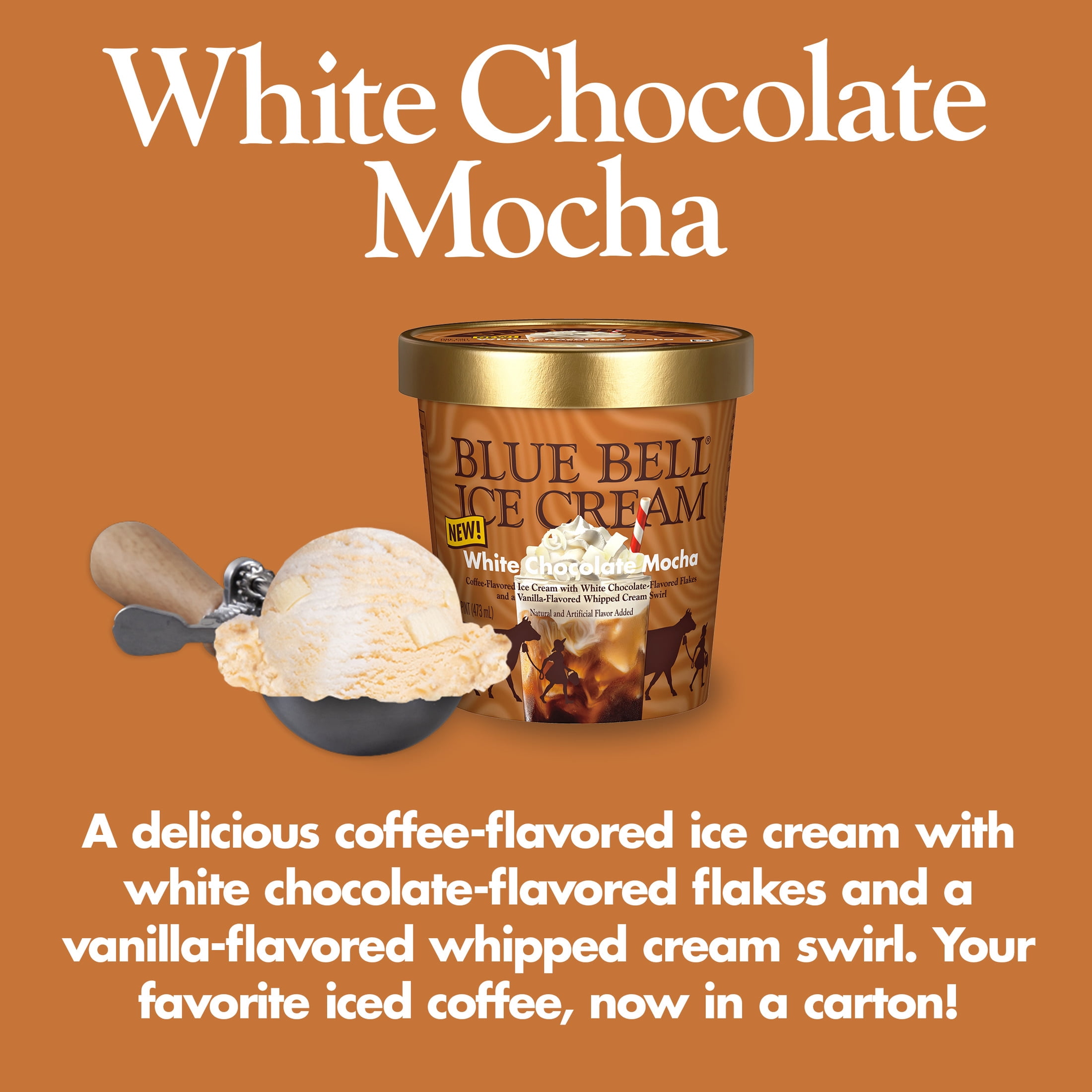 Blue Bell White Chocolate Mocha Ice Cream Pint, 16 fl oz