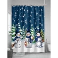 thumbnail image 5 of Navy Blue White Snowman Christmas Extra Long Shower Curtain Set, Waterproof Shower Curtains for Bathroom, Xmas Tree Snowflake Winter Washable Fabric Bath Curtain for Bathtub with Hooks 72x96 Inches, 5 of 6