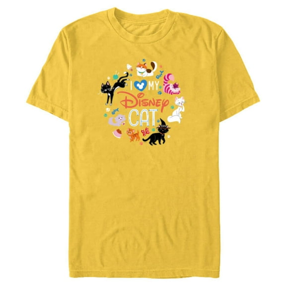 Disney I Love My Disney Cat - Short Sleeve Blended T-Shirt for Adults - Customized-Yellow