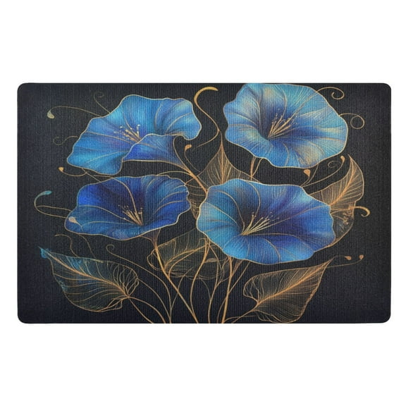 32x20 Inch Doormat Indoor Entrance Mat Entrance Welcome Mat Outdoor Mats for Front Door Blue Morning Glory Flowers