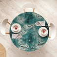 thumbnail image 4 of Ambesonne Retro Fitted Round Tablecloth, Vintage Abstract Pattern Plot, 56"- 60" Diameter, Dark Teal and Cadet Blue, 4 of 5