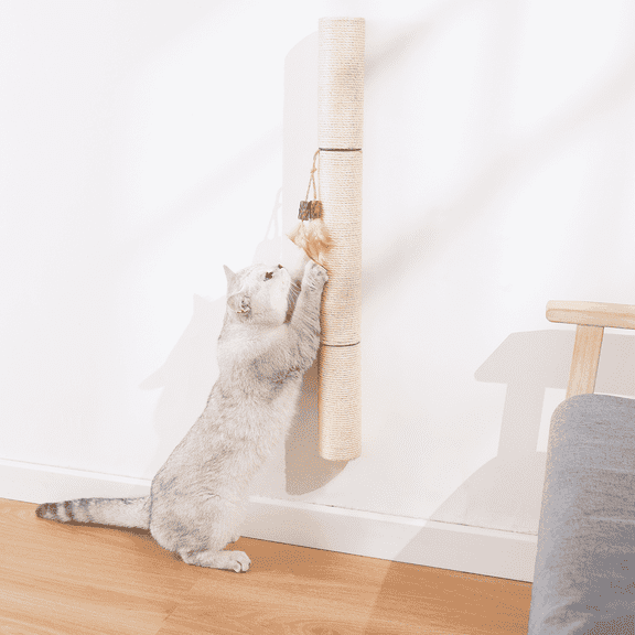 MIUZMORE 28.91in Cat Scratching Post, Wall-Mounted Scratching Post, Sisal Cat Scratcher, Scratchers for Indoor Pets