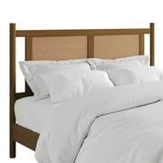 Castle Place Rattan Queen Wooden Platform Bed, Walnut