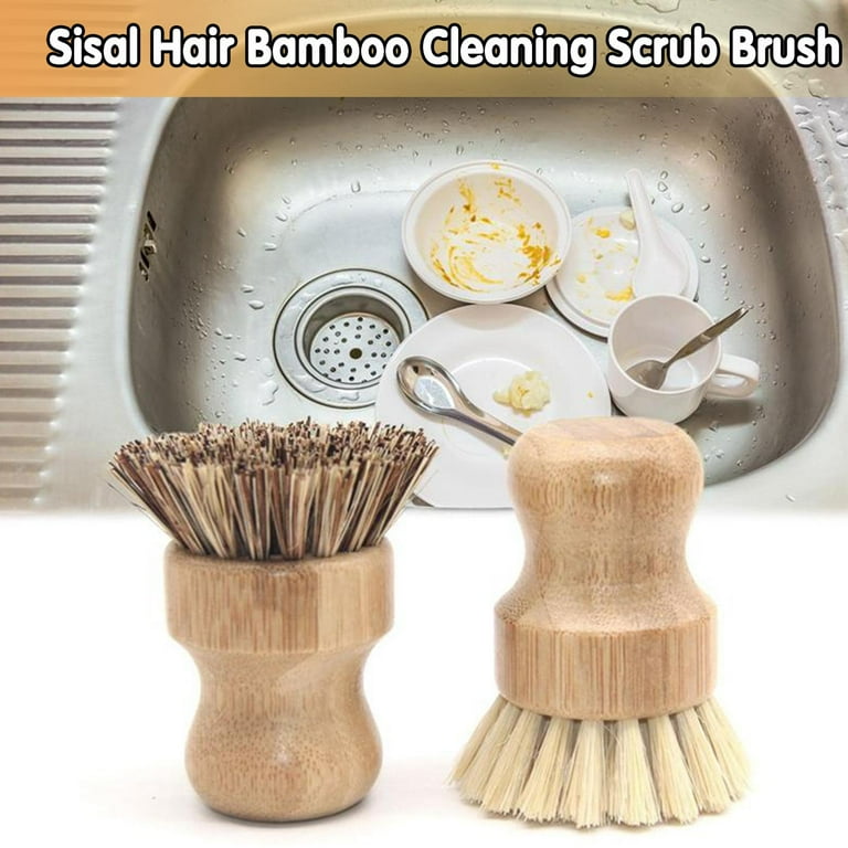 Bamboo Scrub Dish Wash Brush Kitchen Cleaning For Handle Natural Wooden P6L2