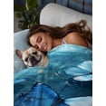 thumbnail image 3 of Full Flat Sheet 81"x96", Blue Butterfly Soft Lightweight Bedding Flat Sheets Only, Modern Elegant Water Ripples Brushed Microfiber Top Bed Sheet, Breathable StainResistant Bedsheets, 3 of 9