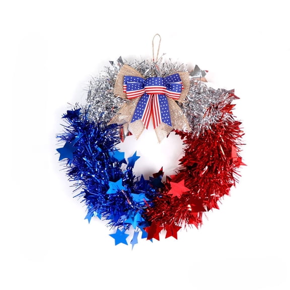 4Th Of July Garlands For Decoration Americans Independence Day Commemorative Wreath For Front Door Decoration Patriotic Themed Wreath Farmhouses Style Decoration Red White Blue Spring Door Wreath