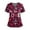 Wine #025, variant on Womens Valentine Day Scrub Tops Love Heart Print Short Sleeve Nursing Plus Size Workwear Quick Dry V Neck Medical Scrub Tops with Pockets