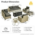thumbnail image 4 of Vcatnet Patio Outdoor Conversation Set, 10 Pieces Sectional Sofa with 54" Fire Pit, All Weather Wicker Patio Furniture Set with Swivel Rockers and Solar Powered Coffee Table, Black, 4 of 10