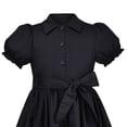 thumbnail image 6 of Sunny Fashion Girls Dress Black Bow Tie Belt School Uniform Front Button Short Sleeves 4 Years, 6 of 8