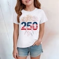 thumbnail image 4 of mgoYE Girls Boys American Flag Shirt 4th of July T-Shirt Patriotic Short Sleeve Tee USA Flag Stripe Star Summer Blouse Tops 250th Anniversary USA Shirt Crew Neck(White,3-4 Years), 4 of 5