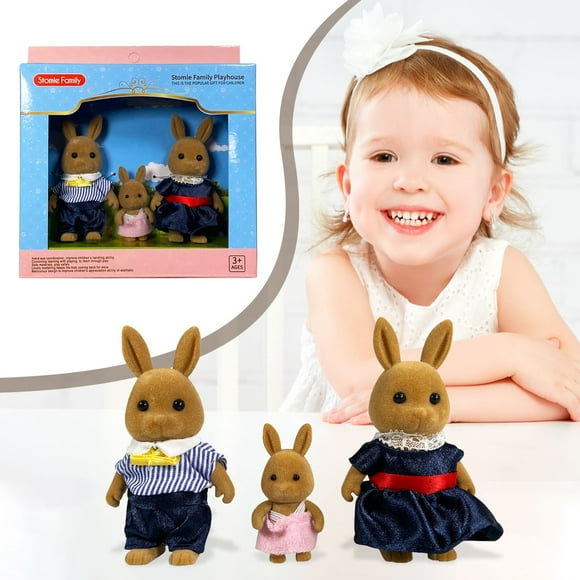 Calico Critters Milk Rabbit Family - Set of 4 Collectible Doll Figures for Children Ages 3+