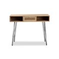 thumbnail image 3 of Baxton Studio Harrell Mid-Century Modern Transitional Oak Brown Finished Wood and Black Metal 1-Drawer Console Table, 3 of 7