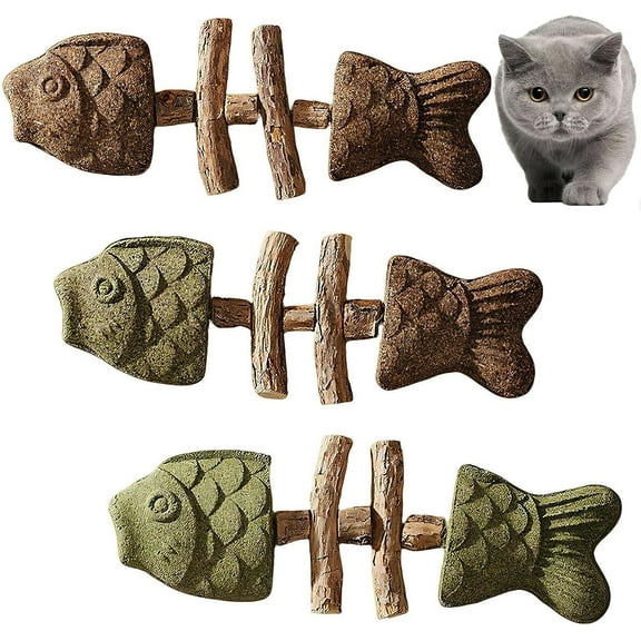 Purrident - Fix Cat Dental Health, Natural Dental Chew for Cats, Fishbone Shape Cat Teething Toy with Catnip, Durable Feline Tooth Care Tool for Indoor & Adult Cats (3PCS-A)
