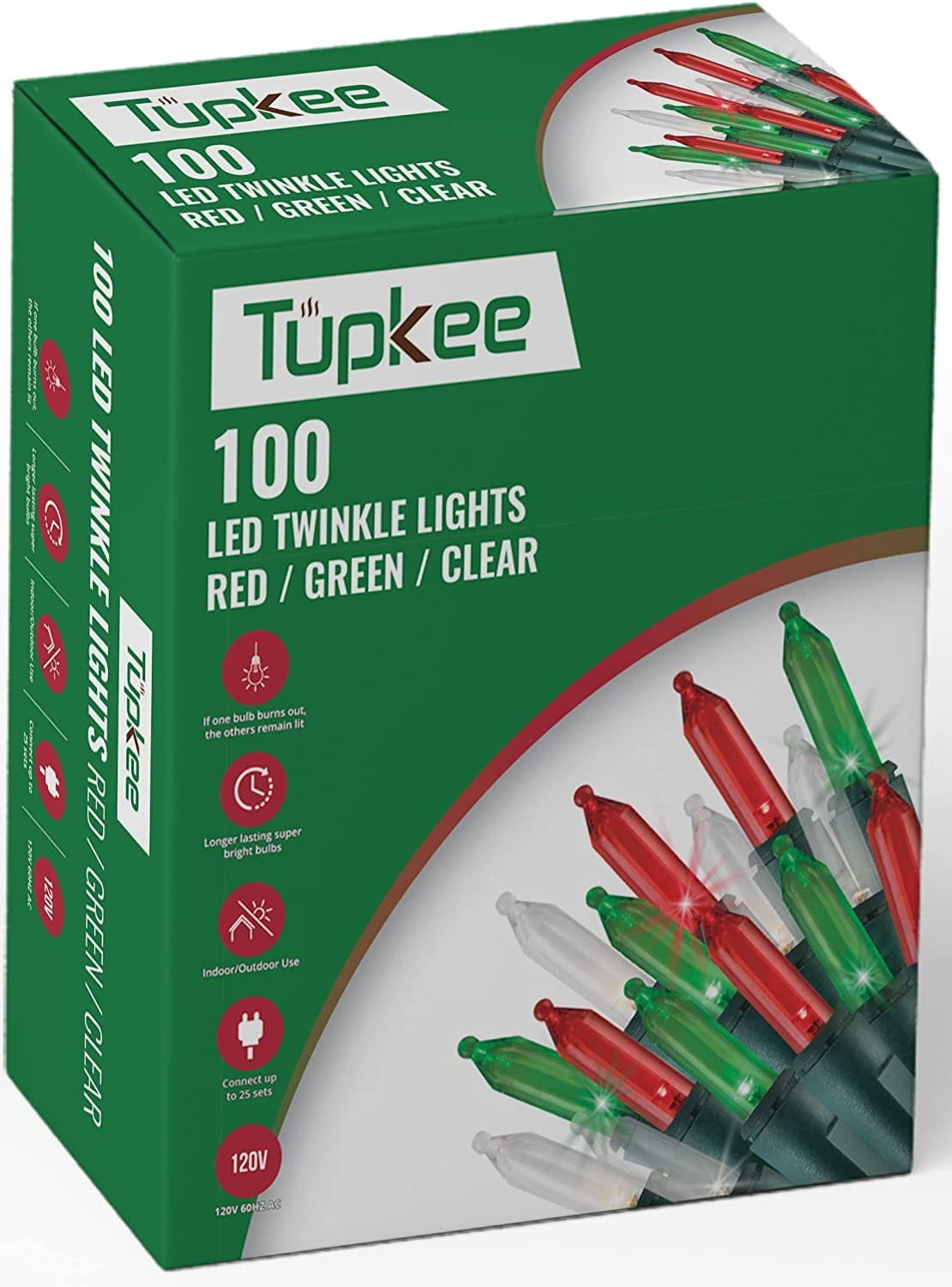 Christmas LED Random Twinkle Lights 100 LED Red, Green, and Cool