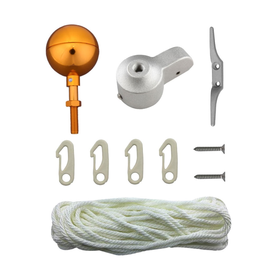 Worgeous  Flagstaff Ball Clip Set Pole Kit Swivel Festival Flagpole Poles