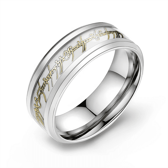 Glow in Dark Wedding Band Ring for Men or Women 8mm Stainless Steel or Black Ginger Lyne